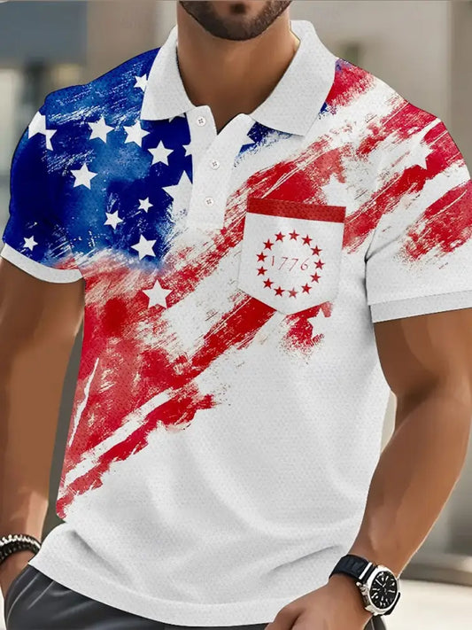 Men’s American Flag Print Casual Top As picture / S