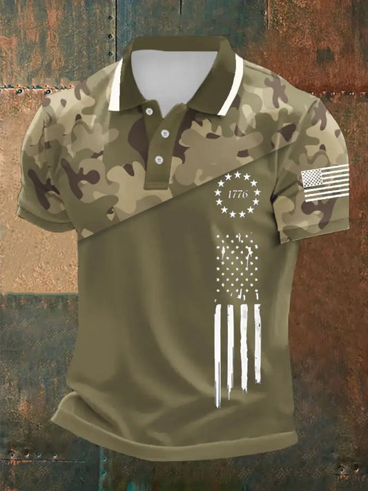 Men’s American Flag T-Shirt Army Green / S