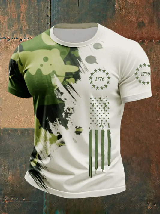 Men’s American Flag T-Shirt Army Green / S