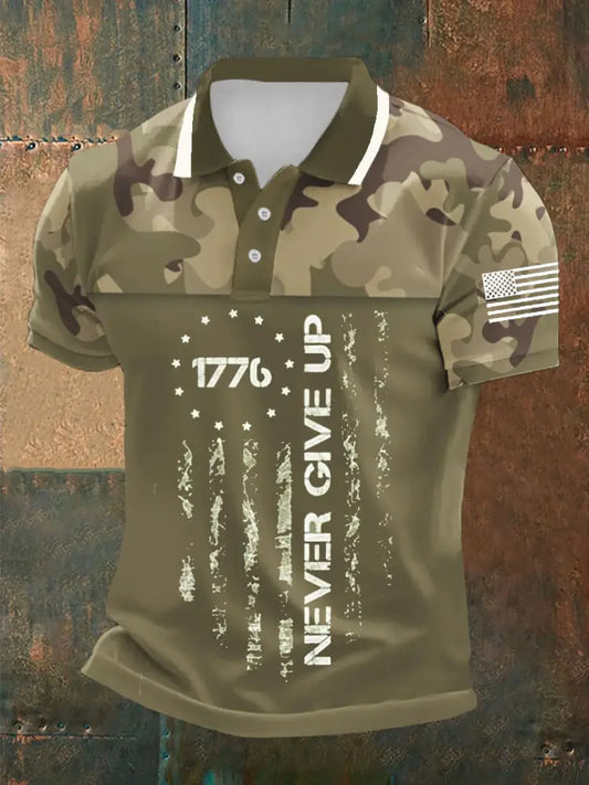 Men’s American Flag T-Shirt Army Green / S
