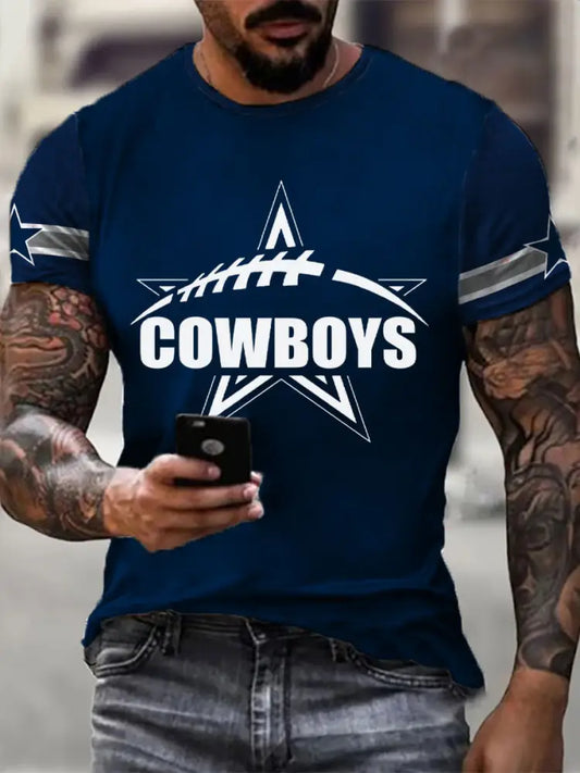 Men’s American Football Print Casual T Shirt Navy Blue / S