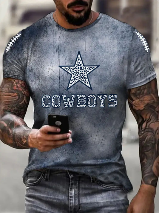 Men’s American Football Print Casual T Shirt Navy Blue / S