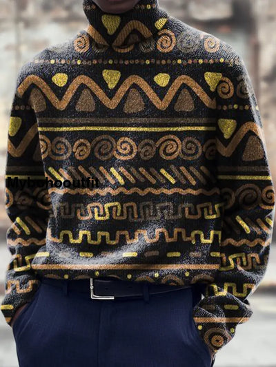 Men’s Art Vintage Print Casual Chic Sweater Pullover A / S