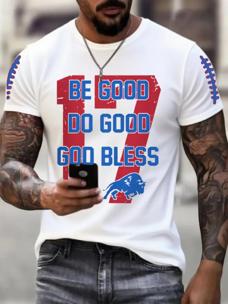 Men’s Be Good Do Good God Bless Go Buffalo Football Fans Lovers Gameday Casual Tee White / S
