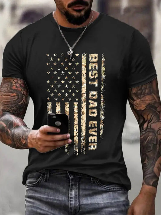Men’s Best Dad Ever Print Vintage T-Shirt Black / S