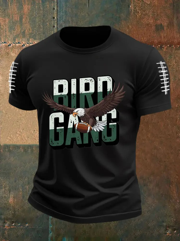 Men’s Bird Gang Football Fans Lovers Gameday Casual Tee Black / S