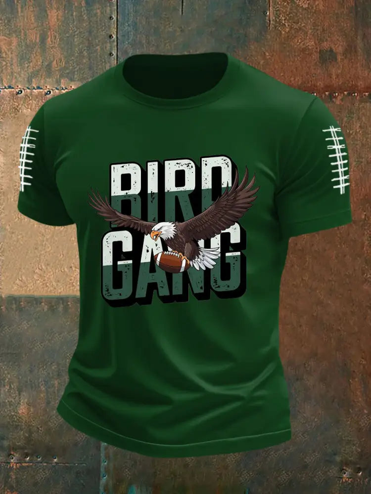 Men’s Bird Gang Football Fans Lovers Gameday Casual Tee Dark Green / S