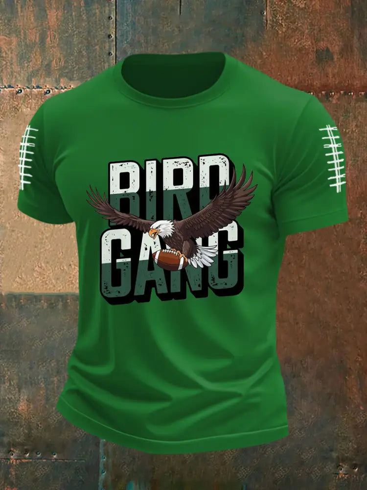 Men’s Bird Gang Football Fans Lovers Gameday Casual Tee Green / S