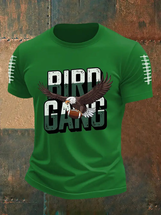 Men’s Bird Gang Football Fans Lovers Gameday Casual Tee Green / S