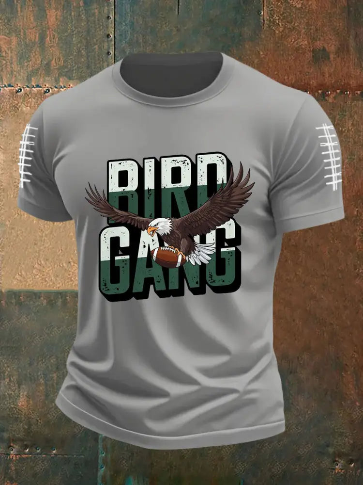Men’s Bird Gang Football Fans Lovers Gameday Casual Tee Light Gray / S