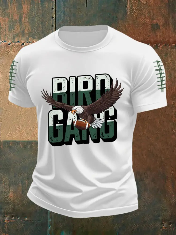 Men’s Bird Gang Football Fans Lovers Gameday Casual Tee White / S