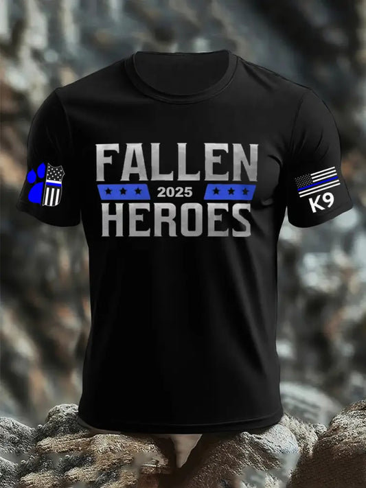 Men’s Blue Line Patriotic K9 Police Officer Dog T-Shirt Black / S