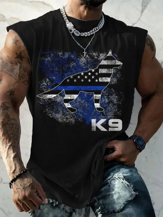 Men’s Blue Line Patriotic K9 Police Officer Dog Vests Black / S