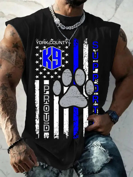 Men’s Blue Line Patriotic K9 Police Officer Dog Vests Black / S
