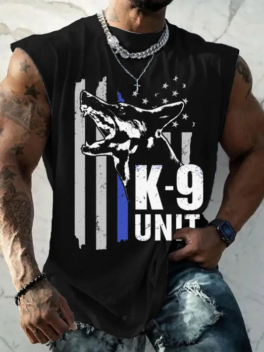 Men’s Blue Line Patriotic K9 Police Officer Dog Vests Black / S