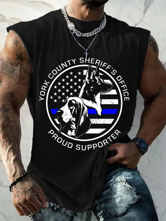 Men’s Blue Line Patriotic K9 Police Officer Dog Vests Black / S