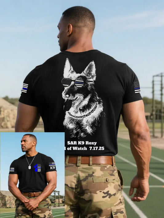 Men’s Blue Line Patriotic Texas SAR K9 ’Roxy’ T-Shirt Black / S
