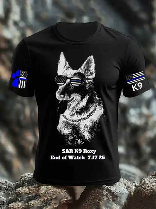 Men’s Blue Line Patriotic Texas SAR K9 ’Roxy’ T-Shirt Black / S