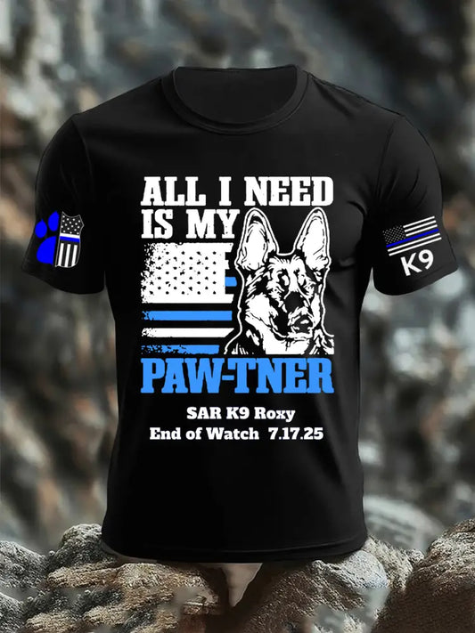 Men’s Blue Line Patriotic Texas SAR K9 ’Roxy’ T-Shirt Black / S