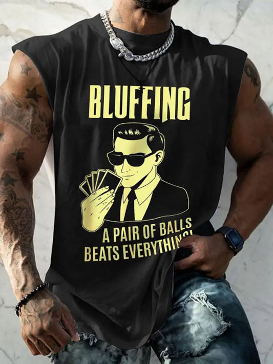 Men’s bluffing a pair of balls beats everything poker vest Black / S
