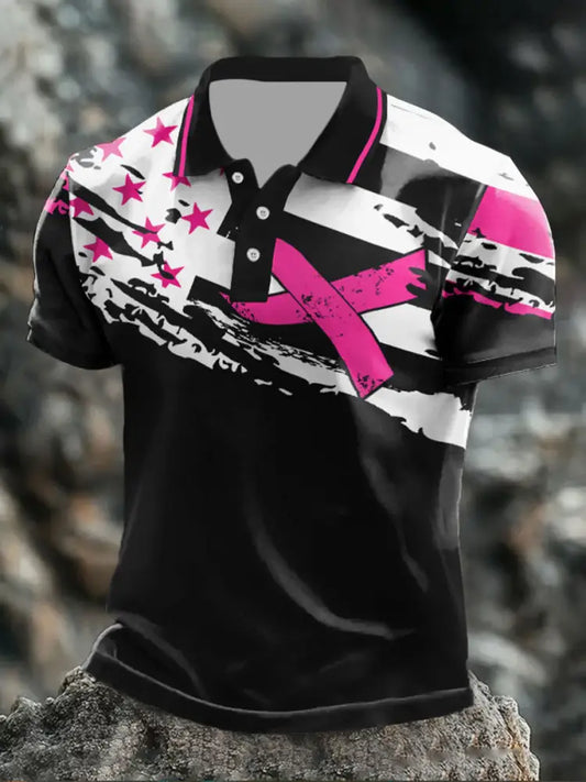 Men’s Breast Cancer Flag Tops As picture / S