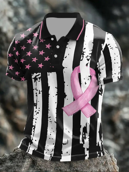 Men’s Breast Cancer Flag Tops As picture / S