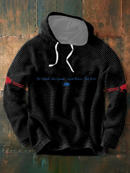 Men’s Buffalo Football Lover Printed Hoodie Black / S