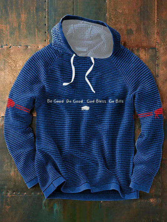 Men’s Buffalo Football Lover Printed Hoodie Blue / S