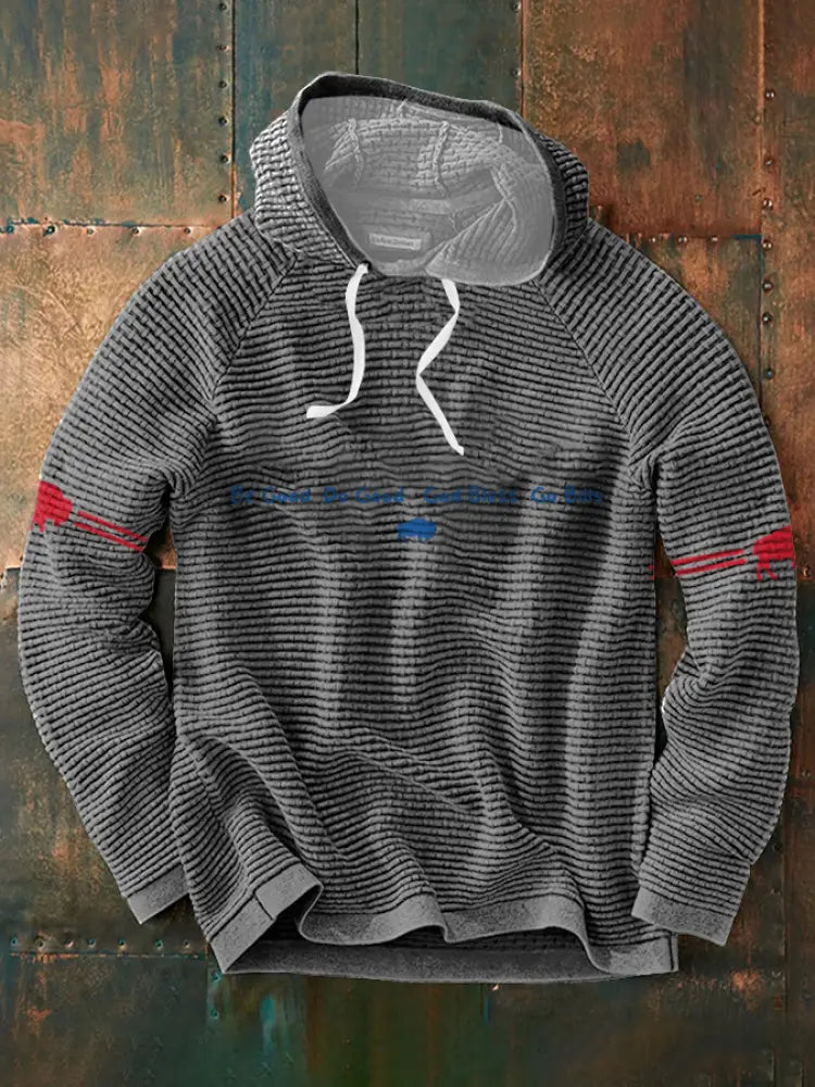 Men’s Buffalo Football Lover Printed Hoodie Light Gray / S