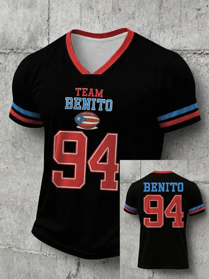 Men’s Bunny Football Music Lover Printed T-shirt Black / S