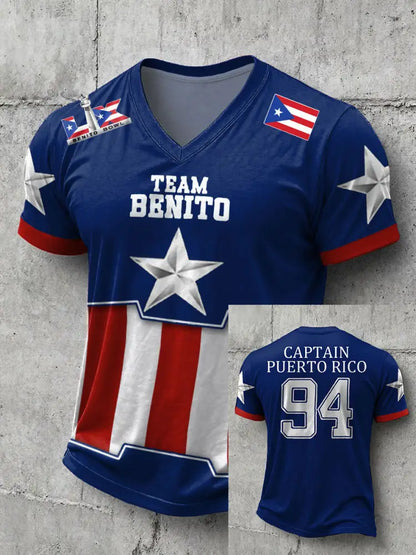 Men’s Bunny Football Music Lover Printed T-shirt Navy Blue / S