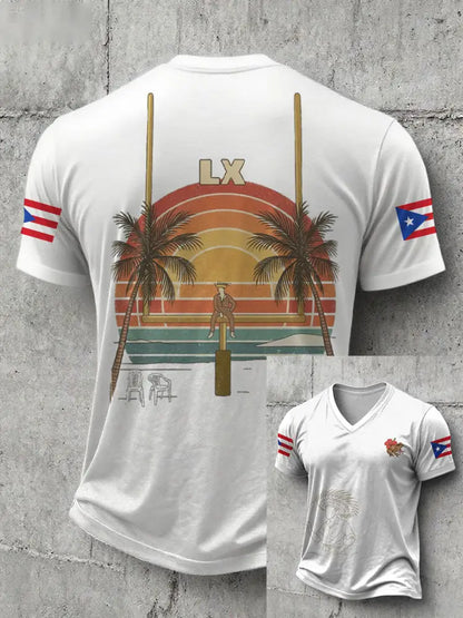 Men’s Bunny Football Music Lover Printed T-shirt White / S