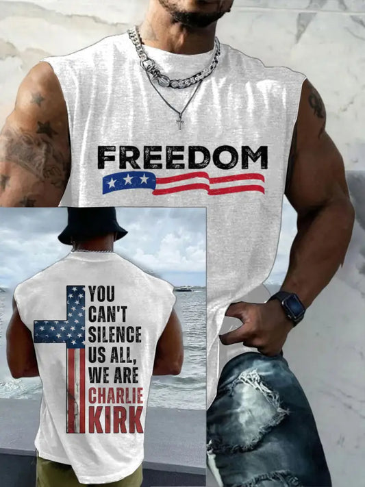 Men’s Casual Charlie Kirk Freedom Printed Tank Top White / S