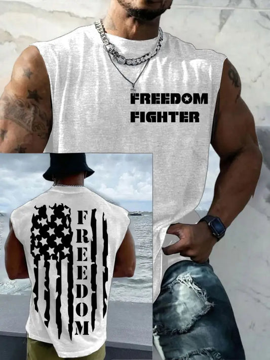 Men’s Casual Charlie Kirk Freedom Printed Tank Top White / S