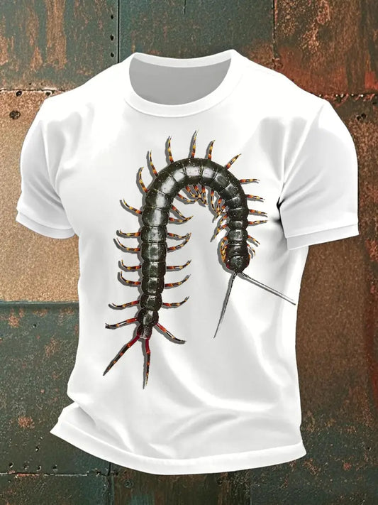 Men’s centipede print casual t-shirts White / S