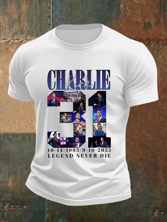 Men’s Charlie Kirk 31 Short-sleeved T-shirt White / S