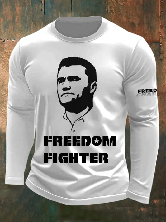 Men’s Charlie Kirk Freedim Printed Long Sleeved Round Neck T-shirt White / S
