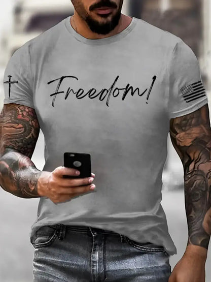 Men’s Charlie Kirk Freedom imitation cotton short-sleeved T-shirt Light Gray / S