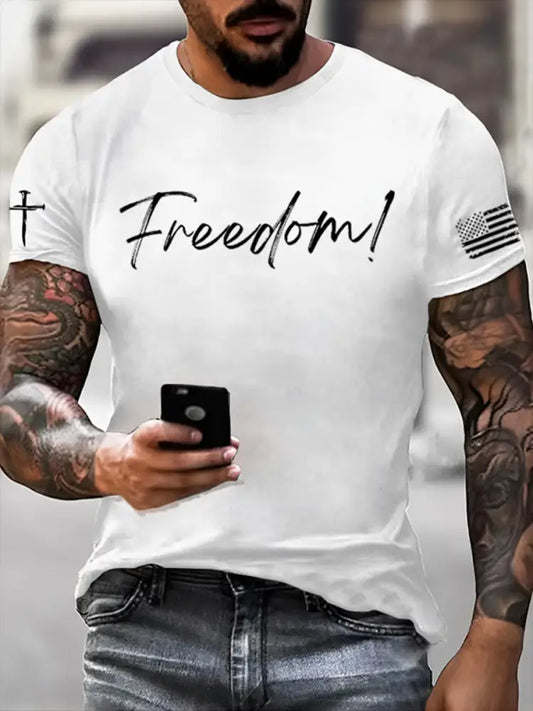 Men’s Charlie Kirk Freedom imitation cotton short-sleeved T-shirt White / S