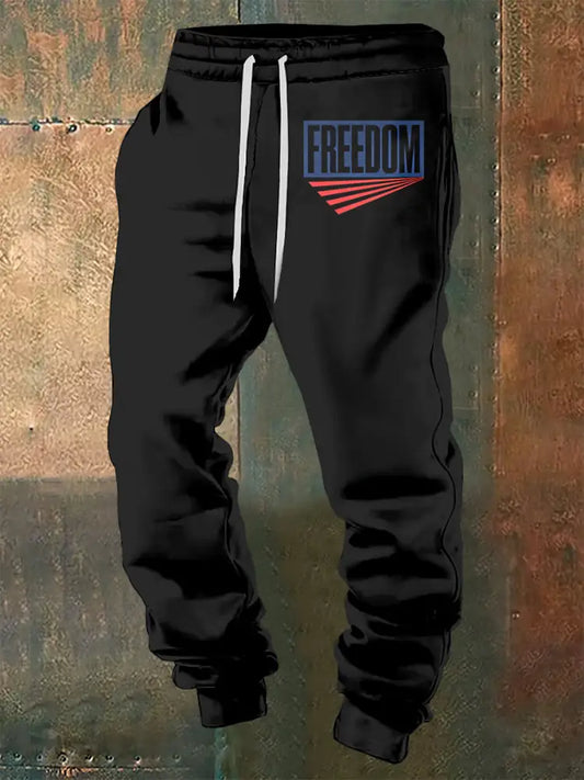 Men’s Charlie Kirk Freedom Printed Drawstring Pants Black / S