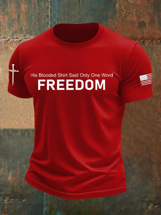 Men’s Charlie Kirk Freedom Printed imitation cotton short-sleeved T-shirt Pure Red / S