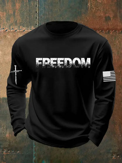 Men’s Charlie Kirk Freedom Printed long sleeve T-shirt Black / S