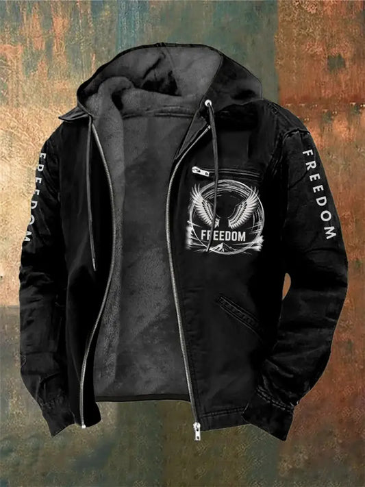 Men’s Charlie Kirk Freedom Printed Long Sleeved Hooded Jacket Black / S