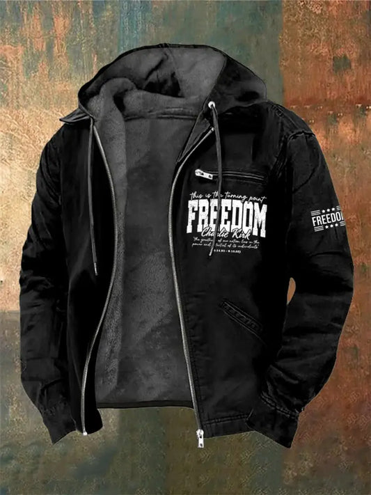Men’s Charlie Kirk Freedom Printed Long Sleeved Hooded Jacket Black / S