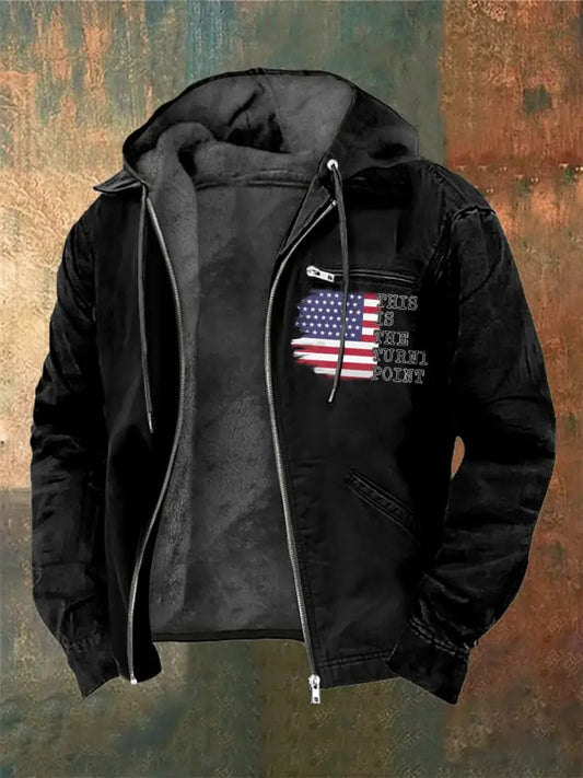 Men’s Charlie Kirk Freedom Printed Long Sleeved Hooded Jacket Black / S