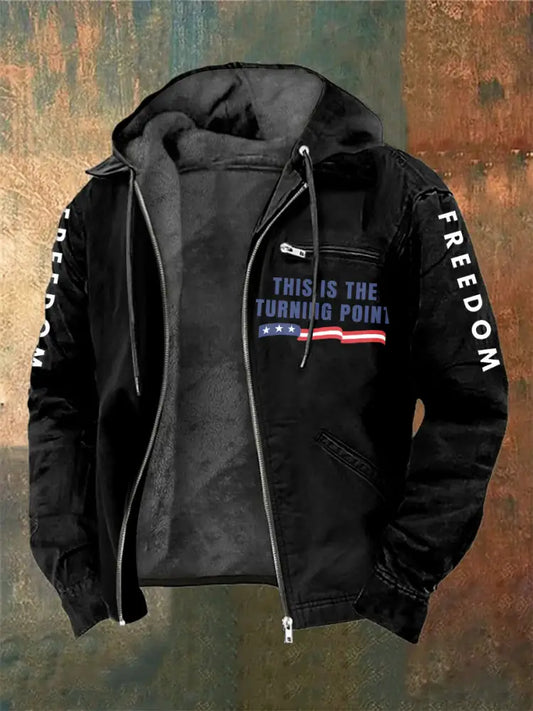 Men’s Charlie Kirk Freedom Printed Long Sleeved Hooded Jacket Black / S