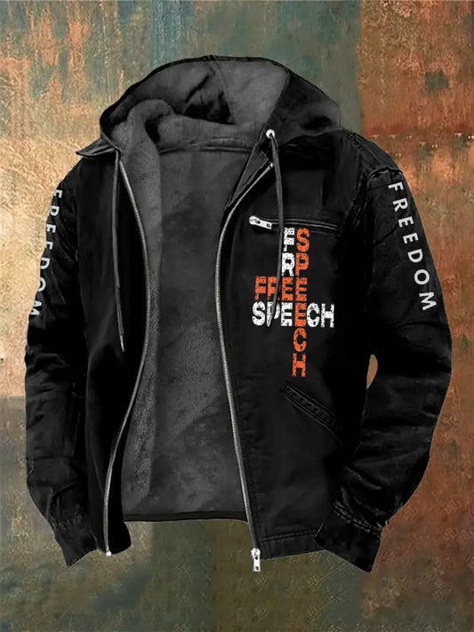 Men’s Charlie Kirk Freedom Printed Long Sleeved Hooded Jacket Black / S