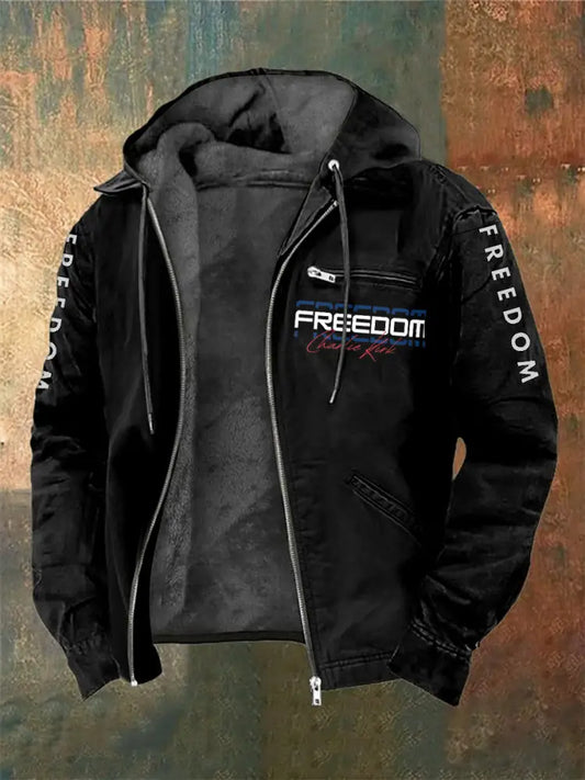 Men’s Charlie Kirk Freedom Printed Long Sleeved Hooded Jacket Black / S