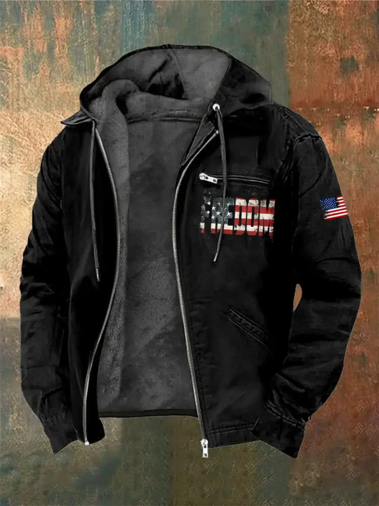 Men’s Charlie Kirk Freedom Printed Long Sleeved Hooded Jacket Black / S
