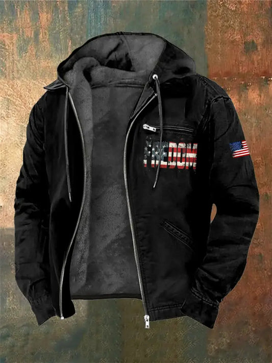 Men’s Charlie Kirk Freedom Printed Long Sleeved Hooded Jacket Black / S